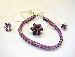 fialový set swarovski, stříbro